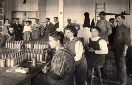 Historical photo of the Jikov company workshop